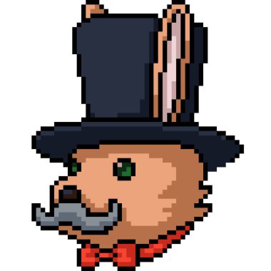 Tavşan piksel sanatı. Nazik adam izole edilmiş arka plan.