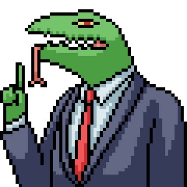 Kertenkele iş adamının pikseli sanatı izole edilmiş arka plan