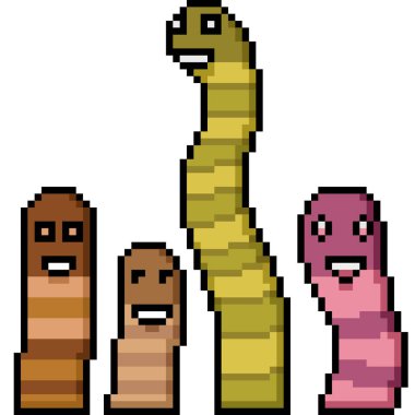 Toprak solucanının piksel sanatı.