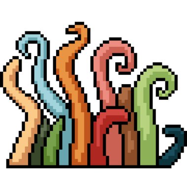 Renkli gökkuşağı deniz yosununun piksel sanatı izole edilmiş arka plan