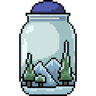 Kar teraryum kavanozunun piksel sanatı izole edilmiş arka gruplama