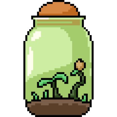 Teraryum bitki kavanozunun piksel sanatı izole arkaplan