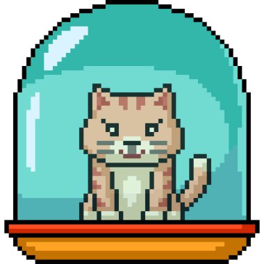 Kedi cam kubbesinin piksel sanatı izole arkaplan
