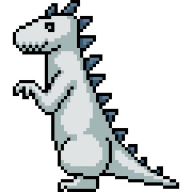 Beyaz dinozor canavarının piksel sanatı izole edilmiş arkaplan