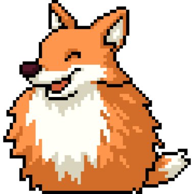 Yağ kürklü tilkinin piksel sanatı izole edilmiş arkaplan