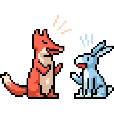 Tilki tavşan arkadaş pikseli izole edilmiş arka plan