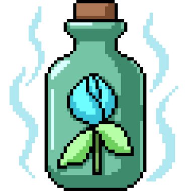 Çiçek parfümünün piksel sanatı izole edilmiş arka plan