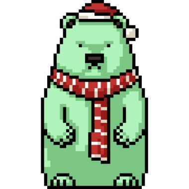 pixel art of green bear decoration isolated background clipart