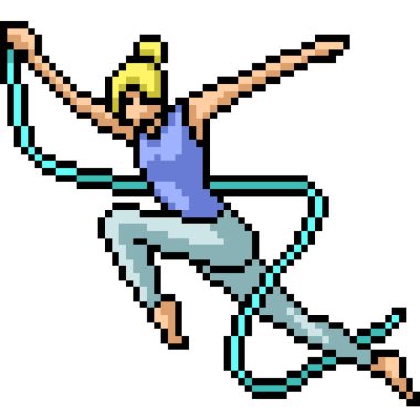 Piksel kız halat dansı sanatı izole edilmiş arka plan