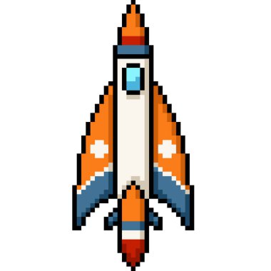 Roket çocuk oyuncağının piksel sanatı izole edilmiş arka plan