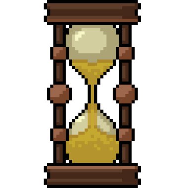 Sarı kum saati geri sayım piksel sanatı izole edilmiş arkaplan