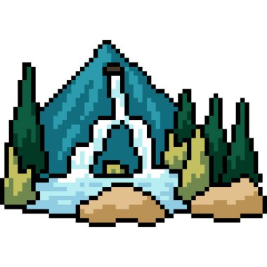 Piksel doğa sanatı dağ bahçesi izole edilmiş arka plan