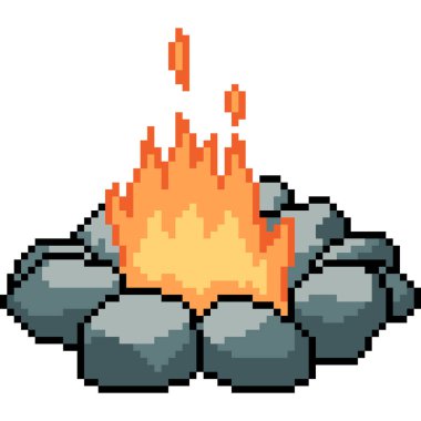 Kamp ateşinin izole edilmiş arka plan pikseli sanatı