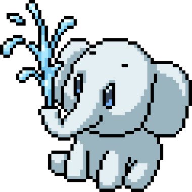 Yavru fil su püskürtme sanatı izole edilmiş arka plan