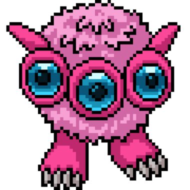 Kürk topu canavarının piksel sanatı izole edilmiş arka plan