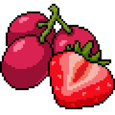 Çilek meyvesinin piksel sanatı izole edilmiş arka plan