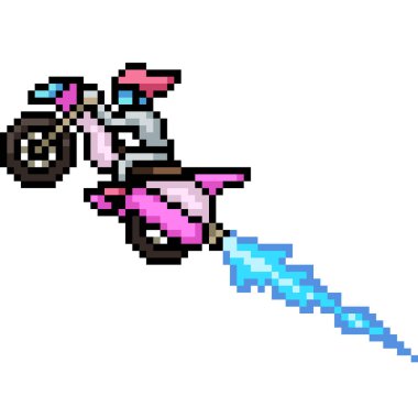 Motosiklet jeti sineğinin piksel sanatı izole edilmiş arka plan