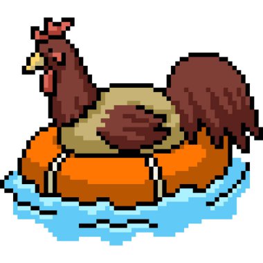 Tavuk yaşamının pikseli şamandıra yüzme izole bir arka plan