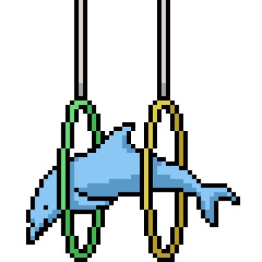 Yunus cicus pikseli sanatı izole bir arkaplan gösterir