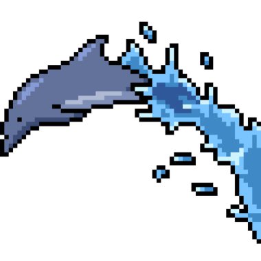 Yunus su sıçrayışının piksel sanatı izole edilmiş arka plan