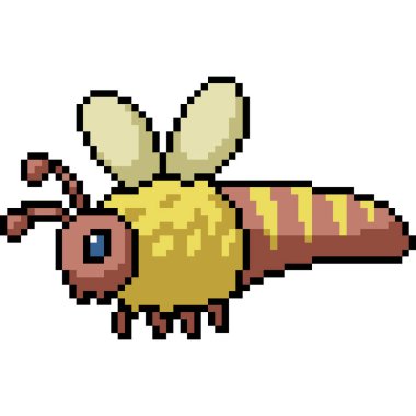 Böcek yağlı arının piksel sanatı izole arkaplan