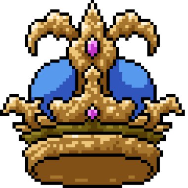 mavi koronet dekorasyonunun piksel sanatı izole edilmiş arkaplan