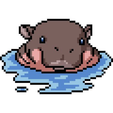 Yavru su aygırı yüzme sanatı izole bir zemin