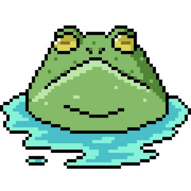 Kurbağa yüzme havuzunun piksel sanatı izole edilmiş arka plan