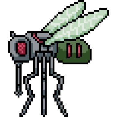 Casus robot sineğinin piksel sanatı izole edilmiş arka plan