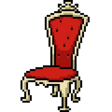 Kırmızı lüks sandalye piksel sanatı izole edilmiş arka plan