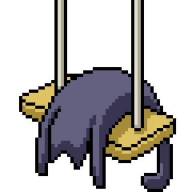 Salıncakta sallanan kedi piksel sanatı