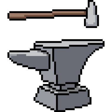 Demir örs çekicinin piksel sanatı izole edilmiş arka plan