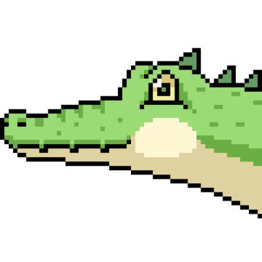 Timsah başının piksel sanatı izole edilmiş arkaplan