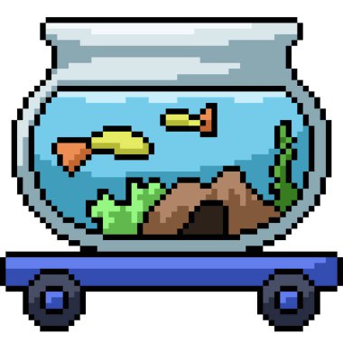 Akvaryum araba tekerleğinin piksel sanatı izole edilmiş arka plan