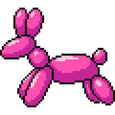 Balon köpek oyuncağının piksel sanatı izole edilmiş arka plan