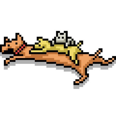 Köpek yavrusu arka planda izole edilmiş piksel sanatı