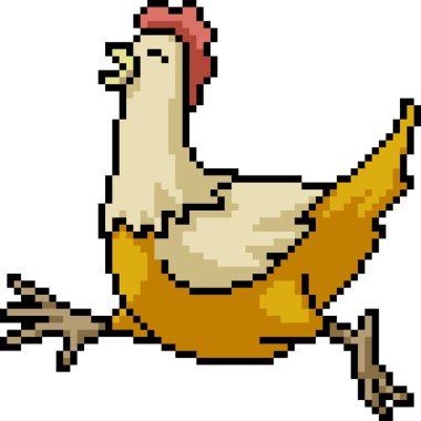 tavuk mutlu çalışma piksel sanatı izole arka plan