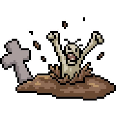 Zombi yükselişi piksel sanatı izole arkaplanı diriltir