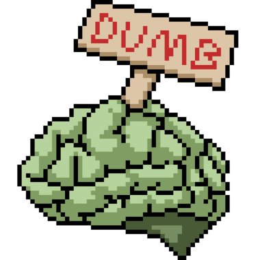 pixel art of brain dumb sign isolated background clipart