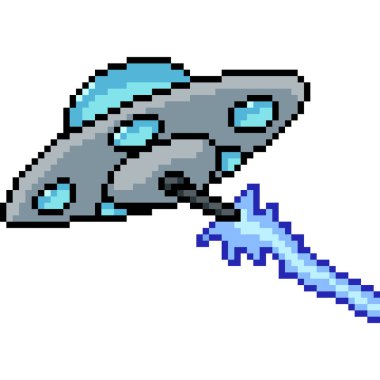 Uzaylı istilacı savaşının piksel sanatı izole edilmiş arka plan