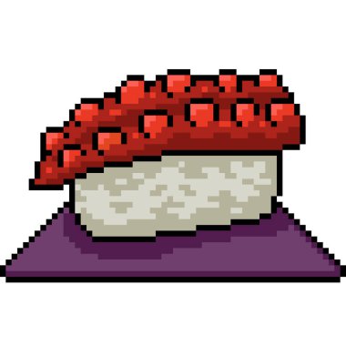 Ahtapot sushi yemeğinin pikseli sanatı izole edilmiş arka plan