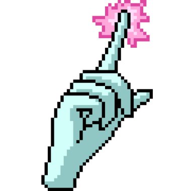 Sihirli parmak eldiveni piksel sanatı izole arkaplan