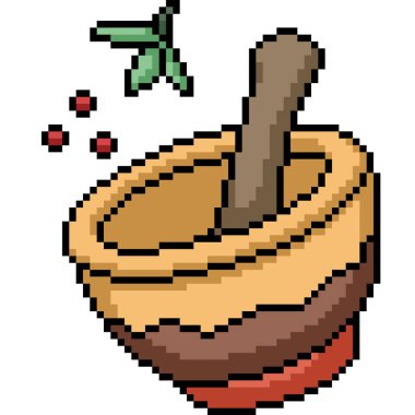 Asya baharatlarının piksel sanatı izole bir arkaplan pişirir