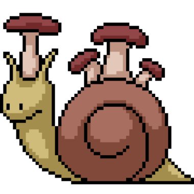 Salyangoz mantar fantazisinin pikselsel sanatı izole edilmiş arka plan