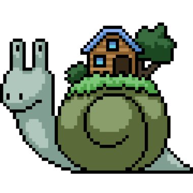 Salyangoz evi fantezisinin pikselleri izole edilmiş arka plan