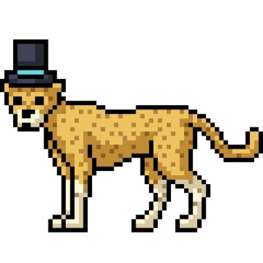 leopar silindir şapkanın piksel sanatı izole arkaplan