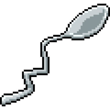 kaşık şekilli piksel sanatı izole edilmiş arka gruplandırma