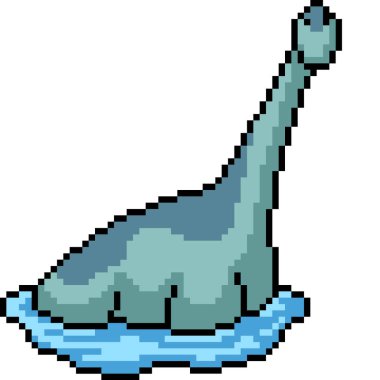 Brakosaurus yüzme havuzunun piksel sanatı izole edilmiş arka plan