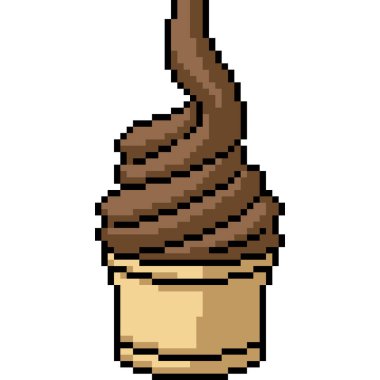 Çikolatalı dondurma fincanının piksel sanatı izole edilmiş arka plan