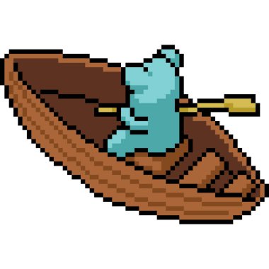 Ayı kayığı küreğinin piksel sanatı izole arkaplan